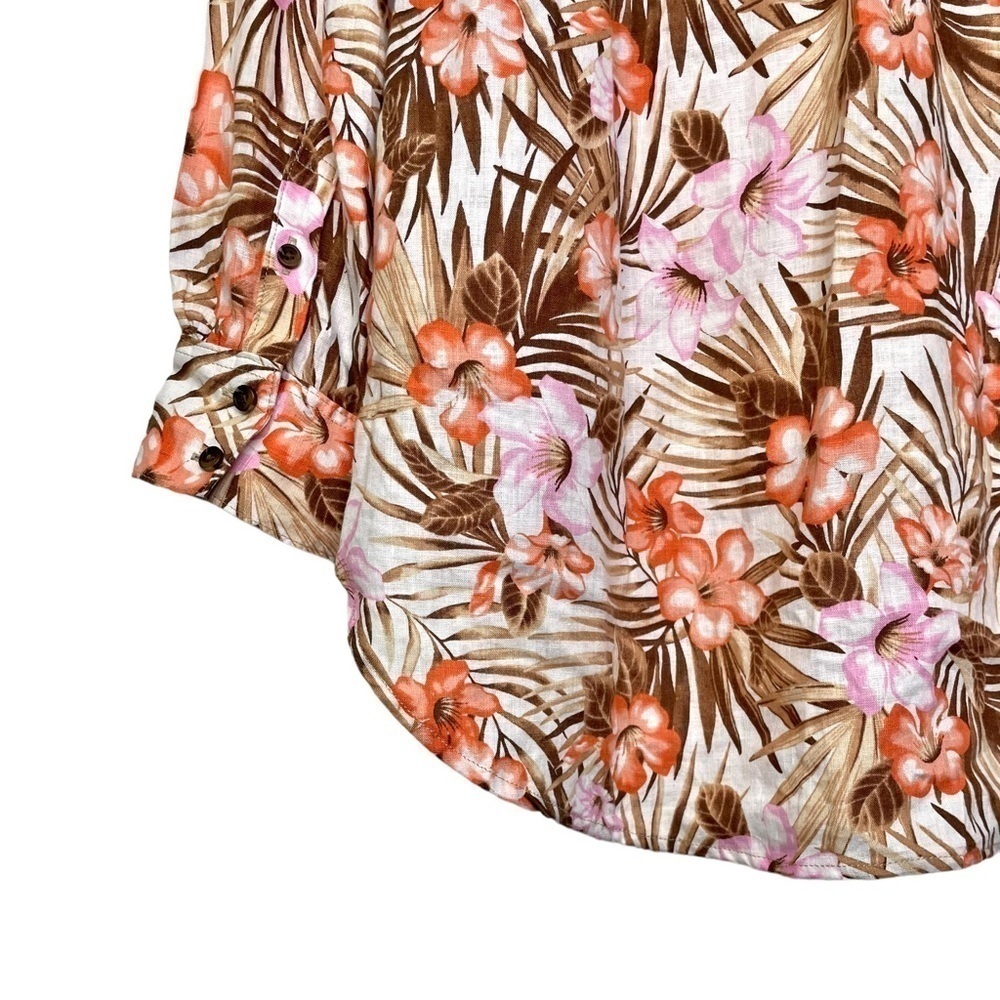 New Land's End Linen A-Line Palm and Floral Print Tunic Top Shirt New NWOT - Picture 7 of 14